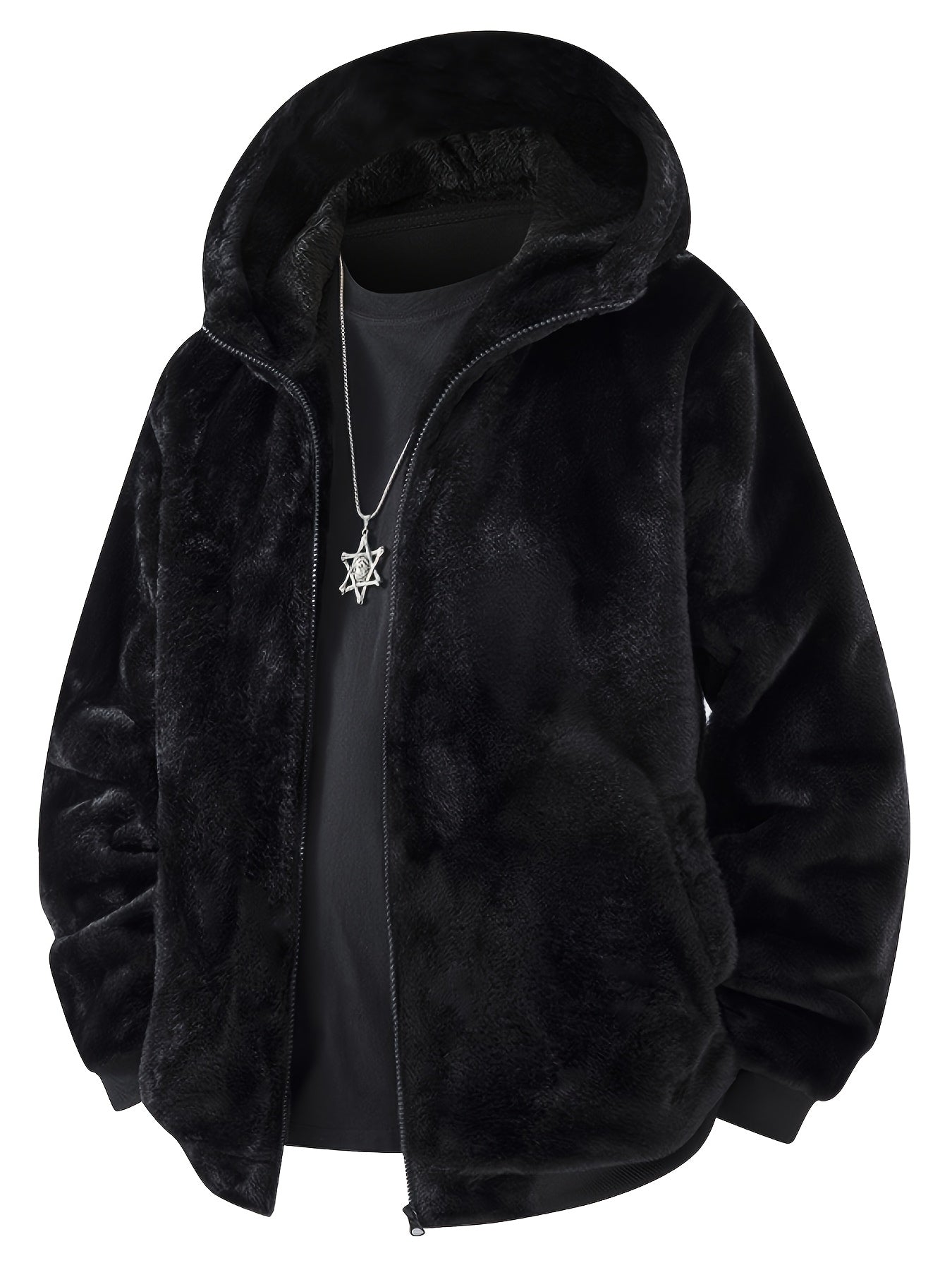 Men's Solid Hooded Jacket - Windproof & Warm