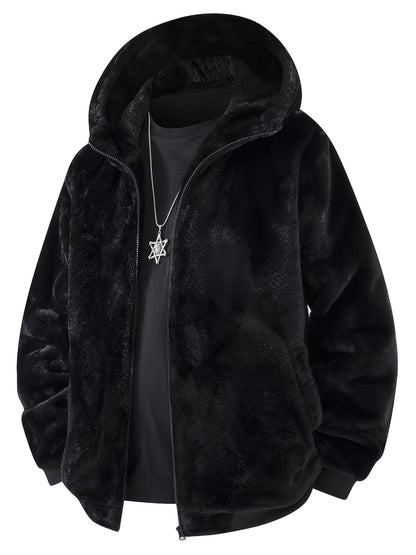 Men's Solid Hooded Jacket - Windproof & Warm