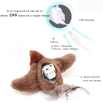 MIAOQUANJI Plush Squeaky Bird Toy - Self-Wobbling Electric Cat Dog