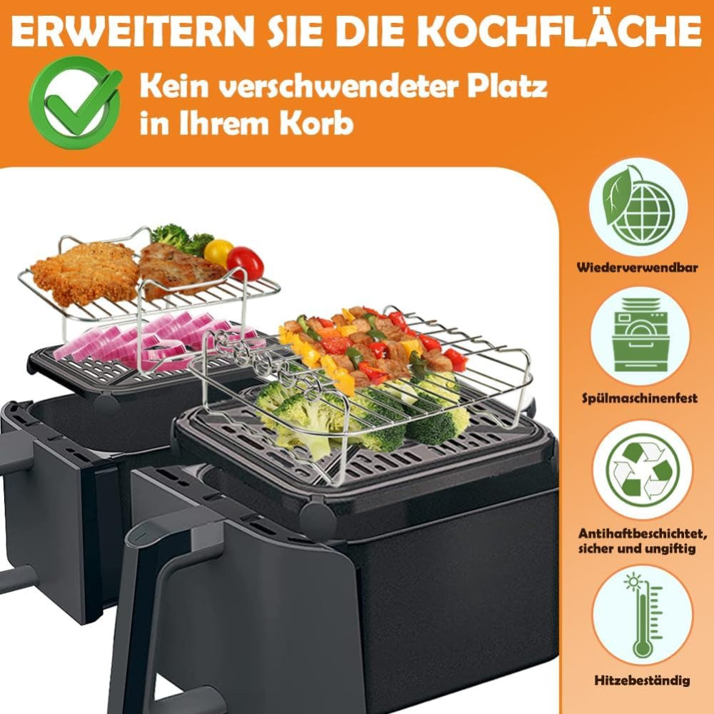 2pcs Stainless Steel Air Fryer Grill Racks - Philips NA350 NA550