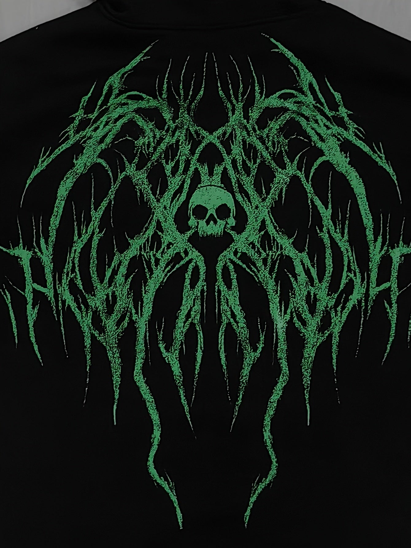 Men's Gothic Skull Print Zip Hoodie - Loose Fit with Pockets