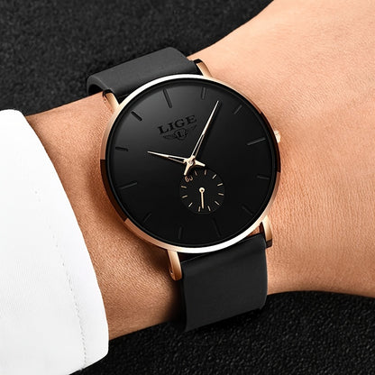 LIGE Minimalist Watch - Ultra-Thin Silicone Strap Unisex