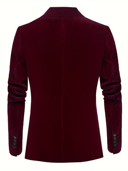 Men'S Elegant Italian Style Red Double-Breasted Blazer