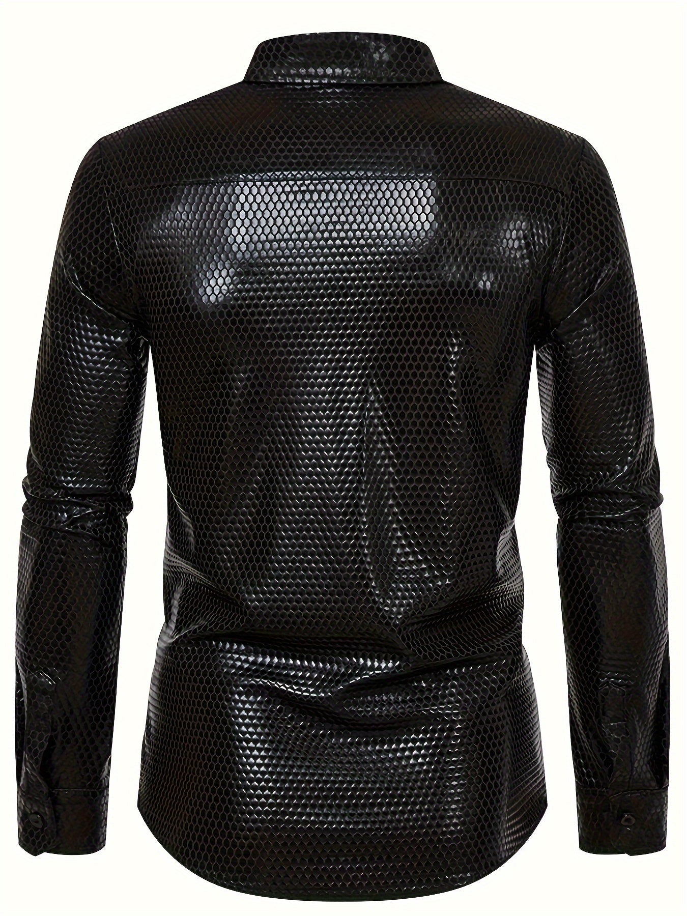 Men's 70s Disco Outfit - Diamond Foil Print Button-Up Shirt