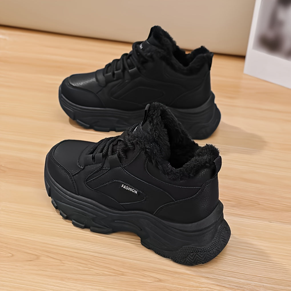 Women's Winter Warm Plush-Lined Mid-Top Sneakers