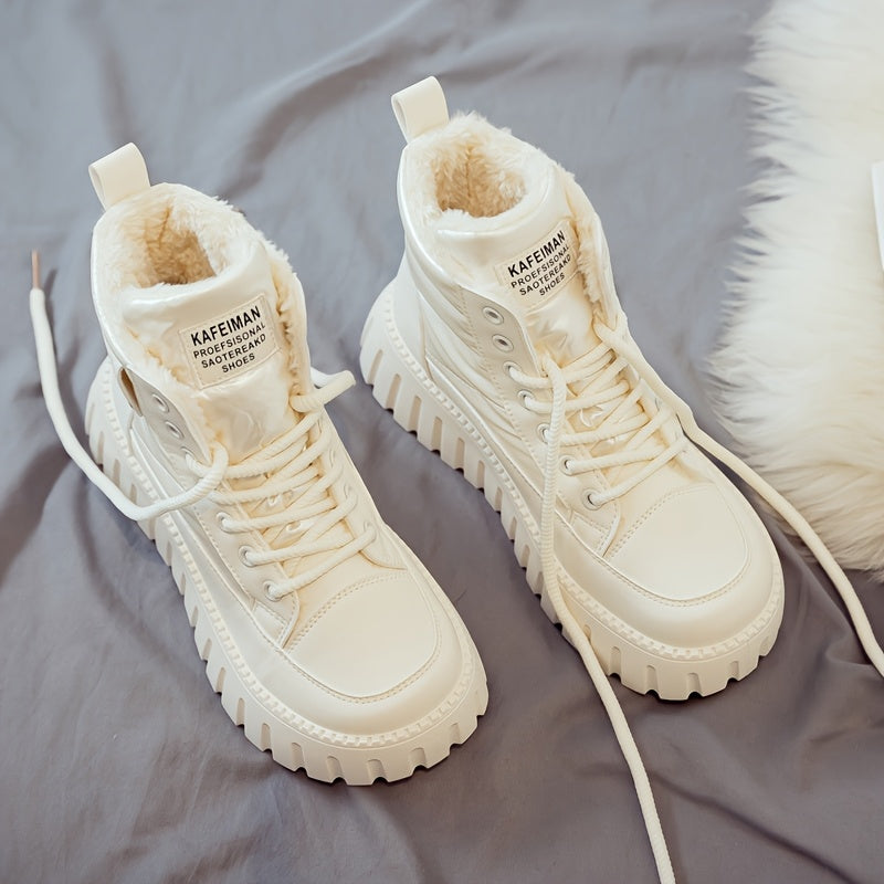 Women's Winter Boots - Thick Platform Lace-Up Ankle Boots