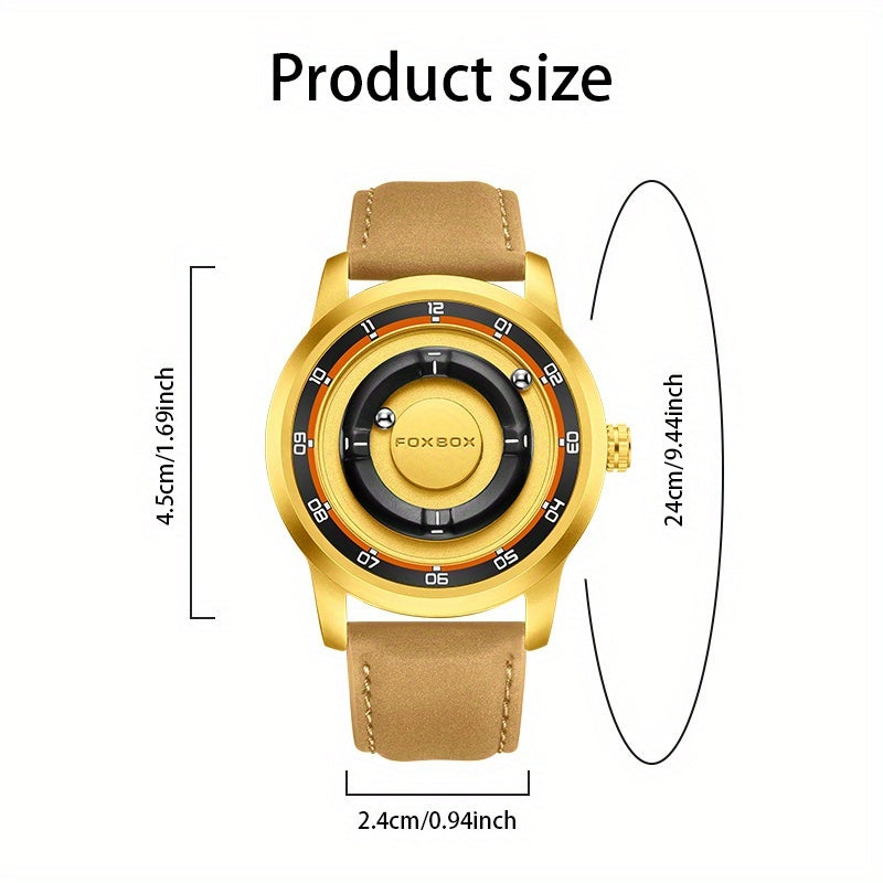FOXBOX Men’s Fashion Watch – Unique Dial, Leather Strap, Quartz & Waterproof