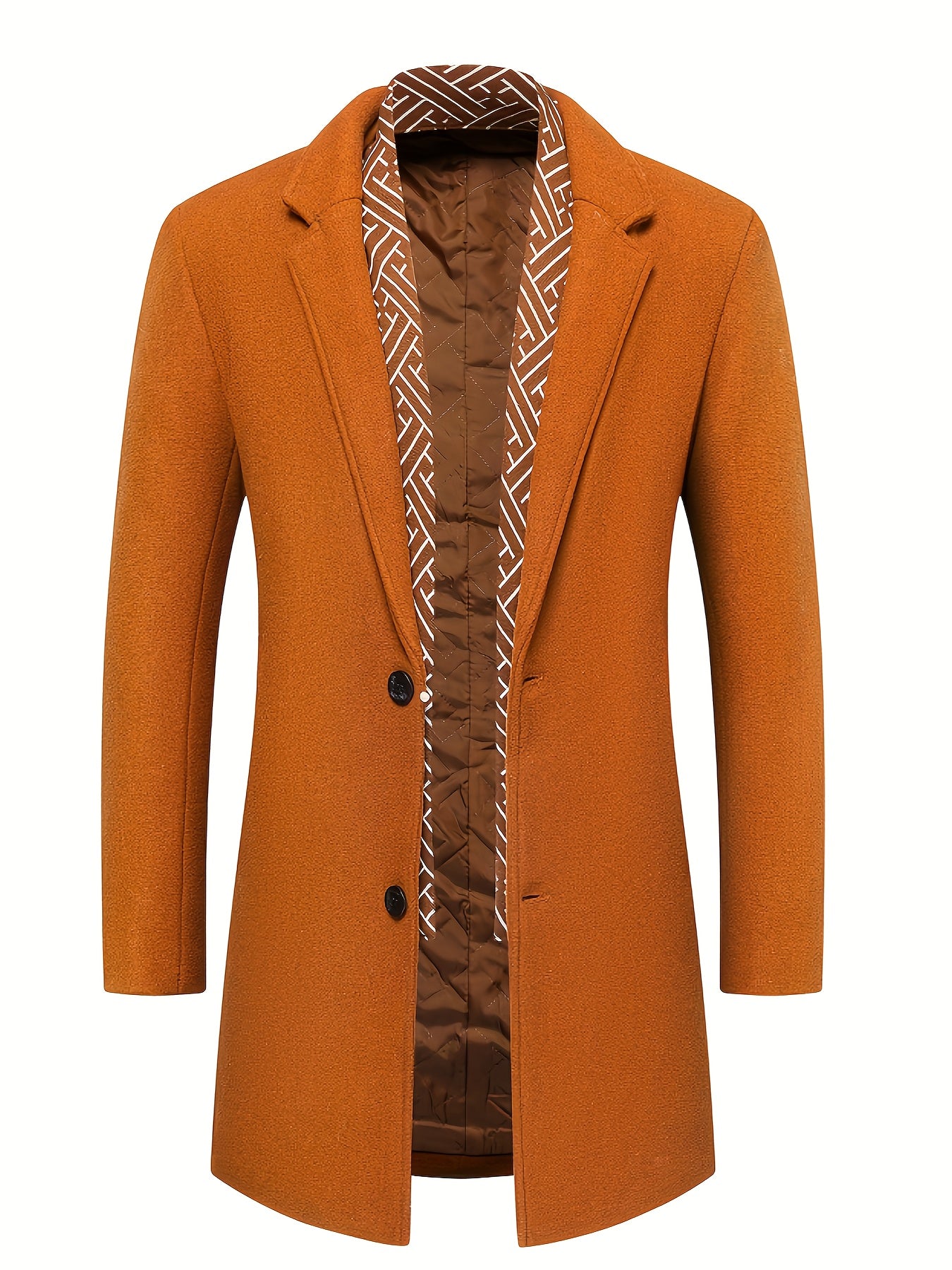 Men's Autumn Winter Thickened Tweed Jacket - Detachable Scarf