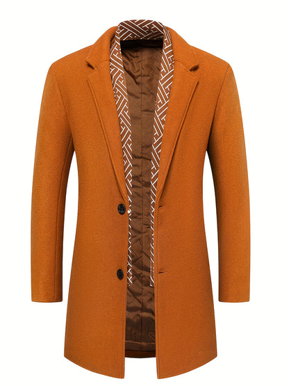 Men's Autumn Winter Thickened Tweed Jacket - Detachable Scarf