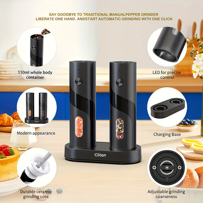 Electric Salt & Pepper Grinder - Rechargeable USB LED