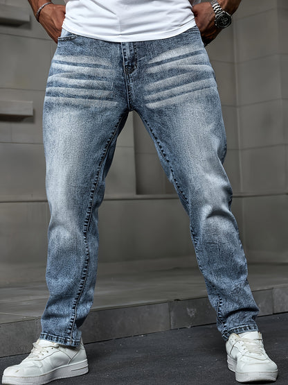 Men's Fashion Casual Stretch Denim Jeans - Light Blue Flake