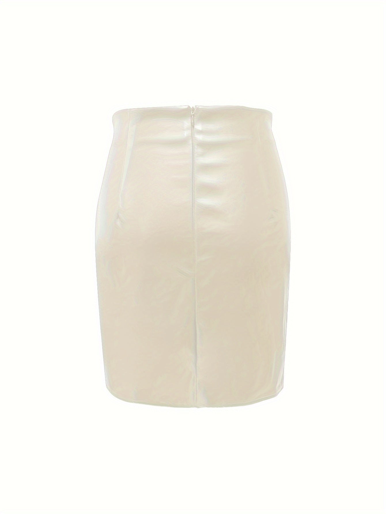 Women's Elegant PU Leather Skirt - Solid Color Half Skirt