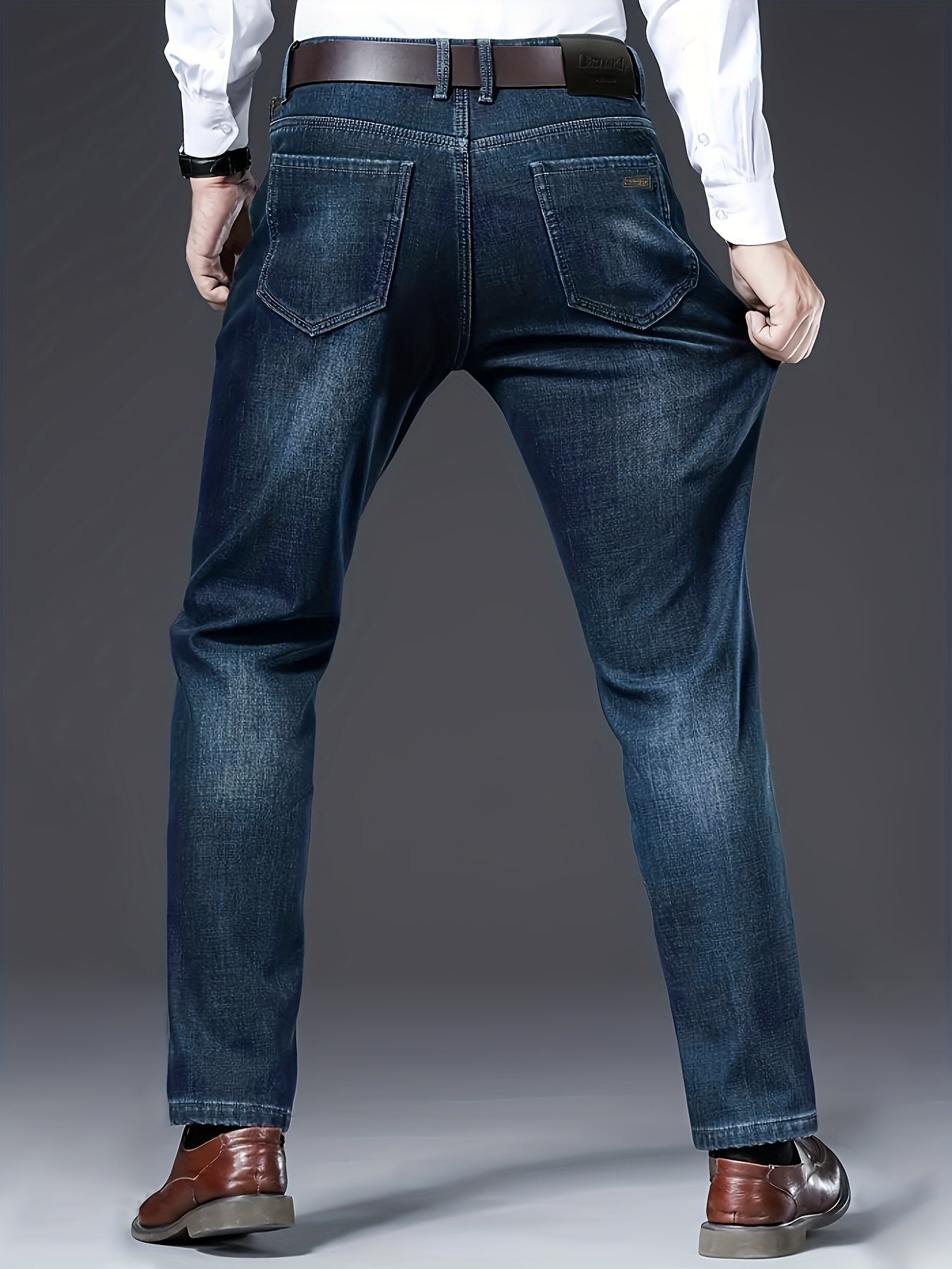 ESDVQ Men's Winter-Thickened Stretch Jeans - Warm Straight-Leg