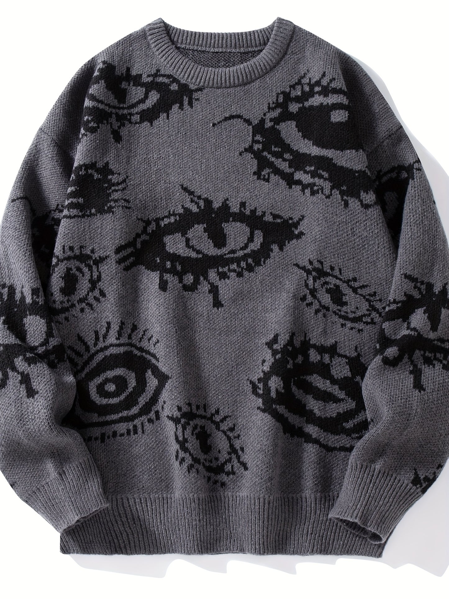 Men's Casual Streetwear Geometric Eye Pattern Knit Sweater