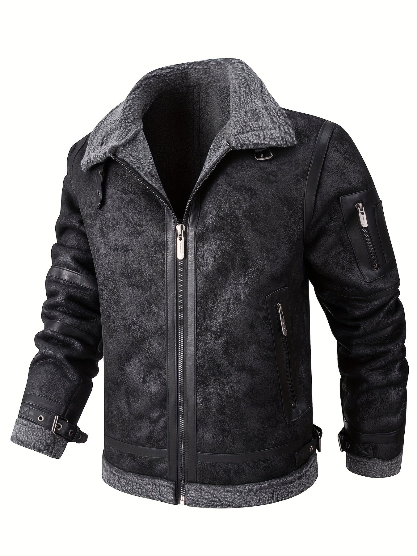 Men's Autumn-Winter Thickened Fleece-Lined Bomber Jacket