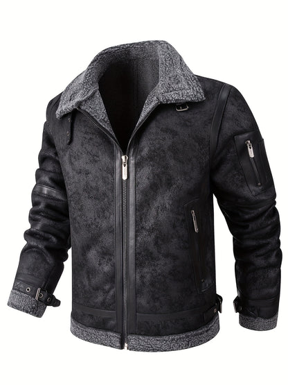 Men's Autumn-Winter Thickened Fleece-Lined Bomber Jacket