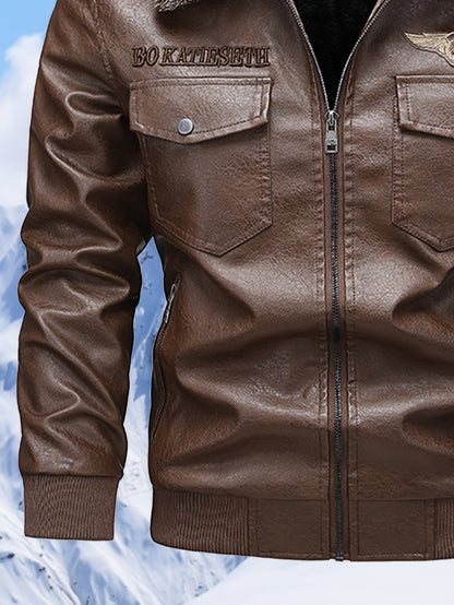 Men's Slim-Fit Fleece-Lined Biker Jacket