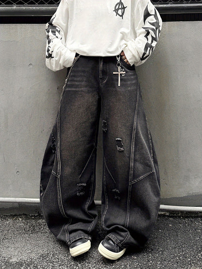 Men's Loose-Fit Y2K High-Street Jeans - Urban Streetwear