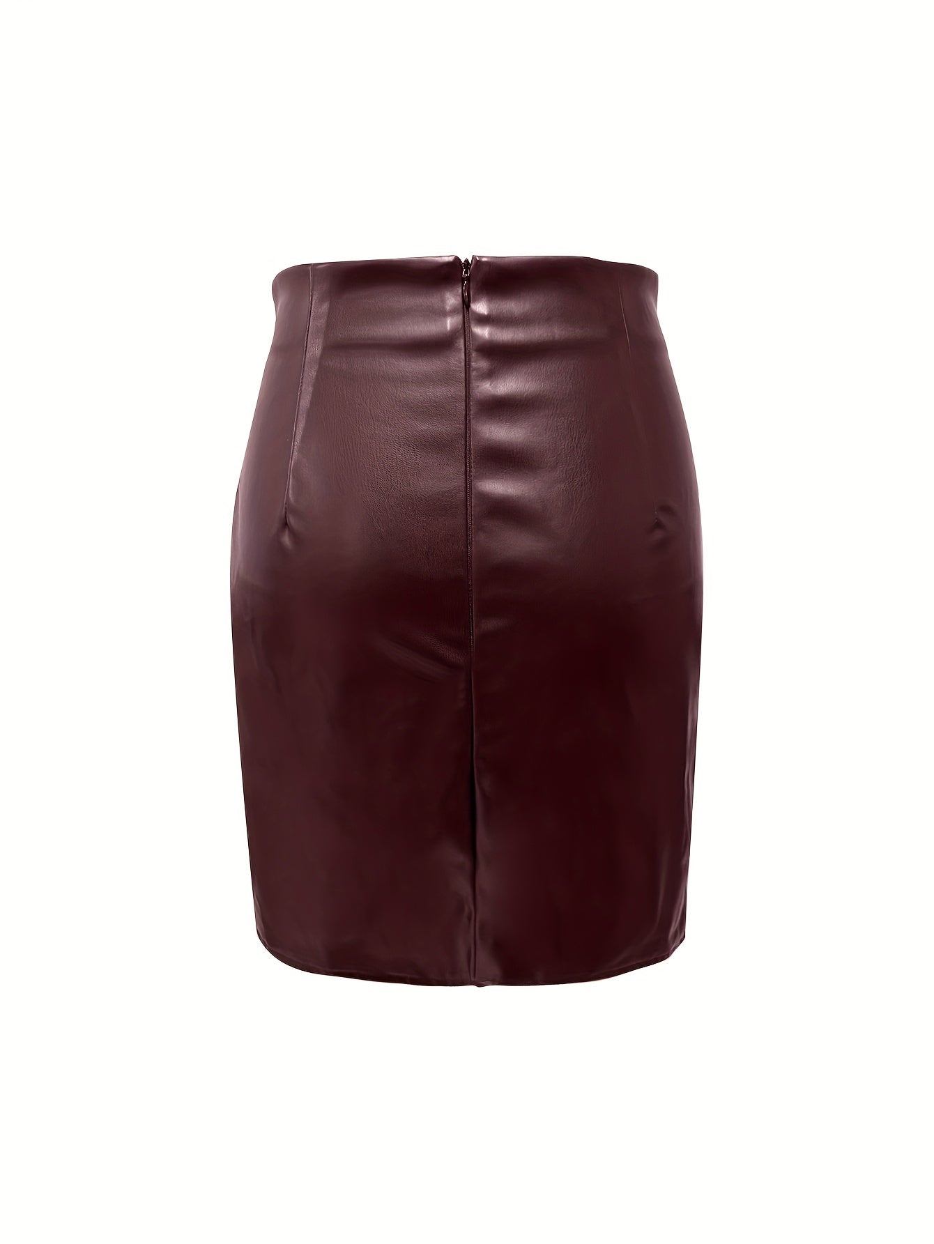 Women's Elegant PU Leather Skirt - Solid Color Half Skirt