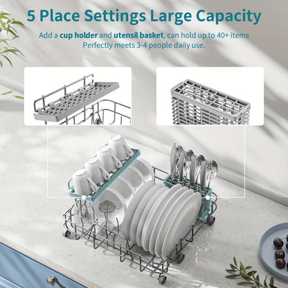 Airmsen Independent Countertop Dishwasher - 5+1 Programs 5L Tank