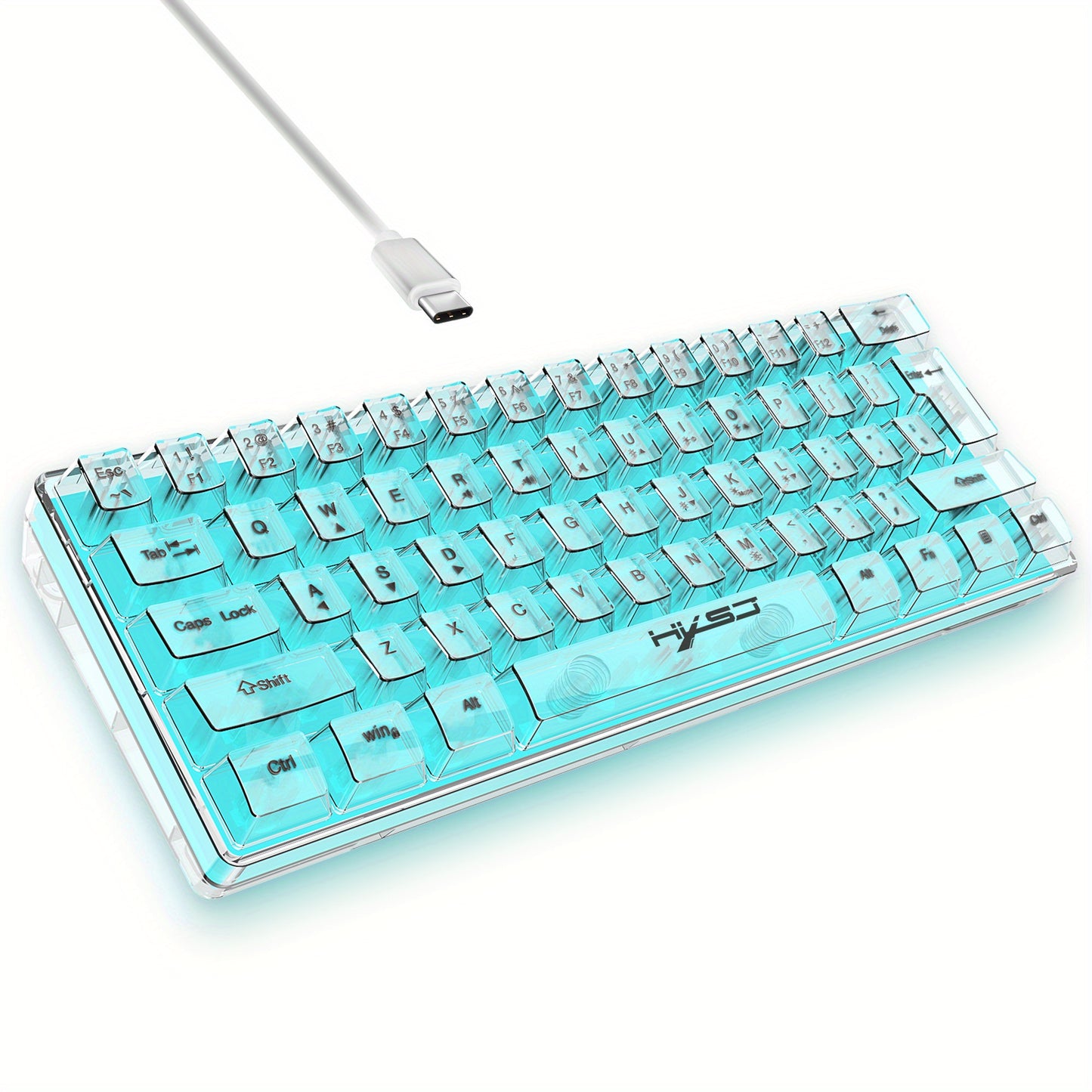 HXSJ 61-Key Gaming Keyboard - Full Transparent RGB Backlit USB-C