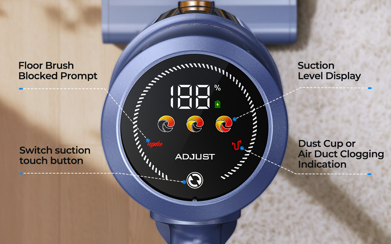 Laresar V11 Cordless Vacuum 650W 90Min - 46KPa 6-in-1 Touch Display