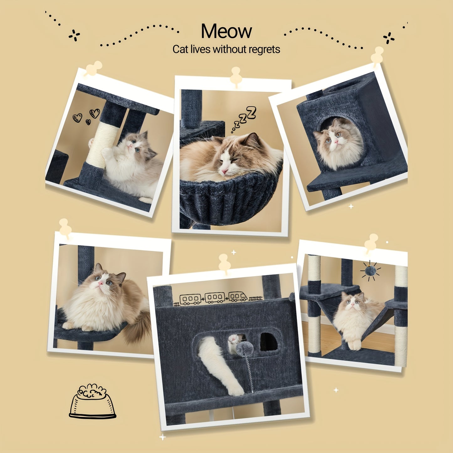 HZUANERI 170cm Large Cat Tree