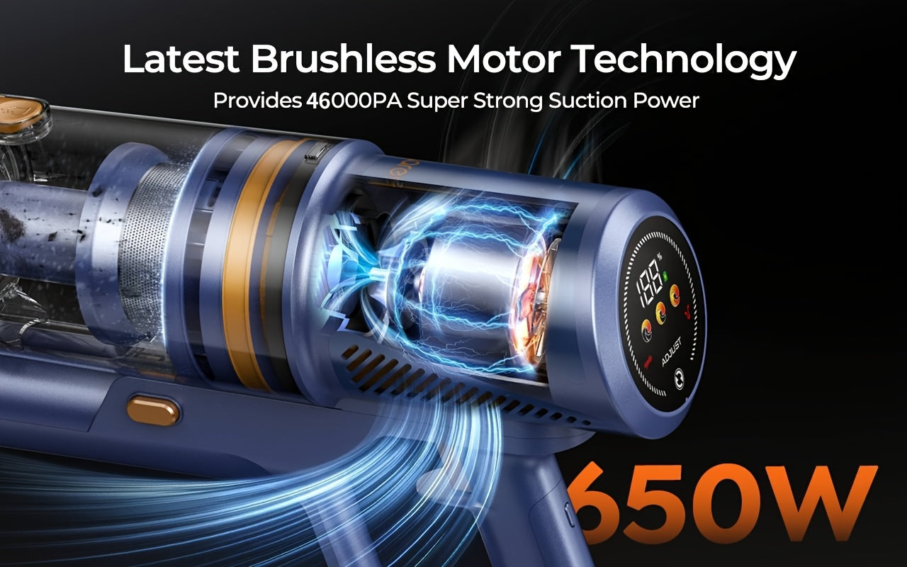 Laresar V11 Cordless Vacuum 650W 90Min - 46KPa 6-in-1 Touch Display