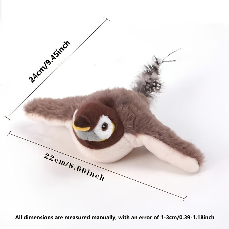 MIAOQUANJI Plush Squeaky Bird Toy - Self-Wobbling Electric Cat Dog