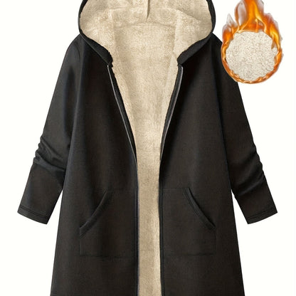 Plus Size Women's Winter Hooded Jacket - Ultra-Warm Plush Coat