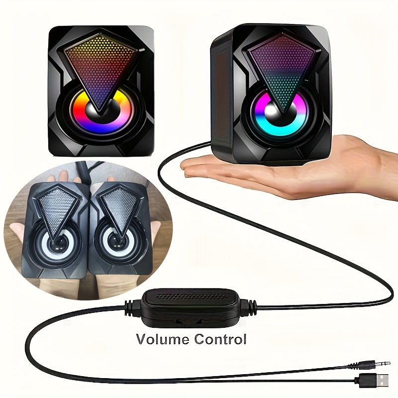 USB Desktop Speakers 2.0 - LED Lights with Volume Control