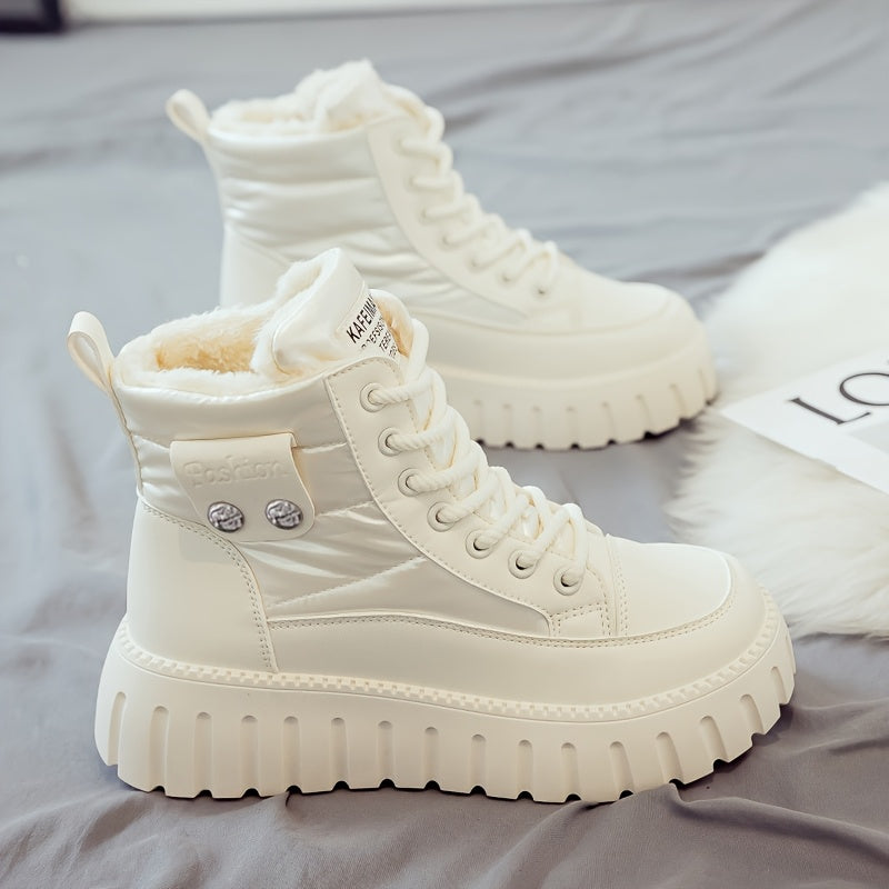 Women's Winter Boots - Thick Platform Lace-Up Ankle Boots