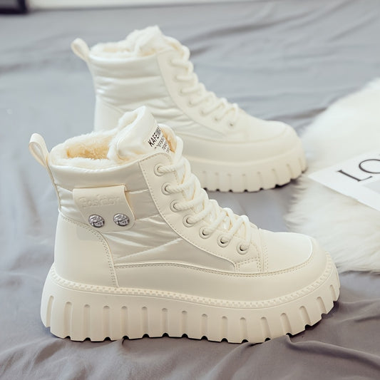 Women's Winter Boots - Thick Platform Lace-Up Ankle Boots