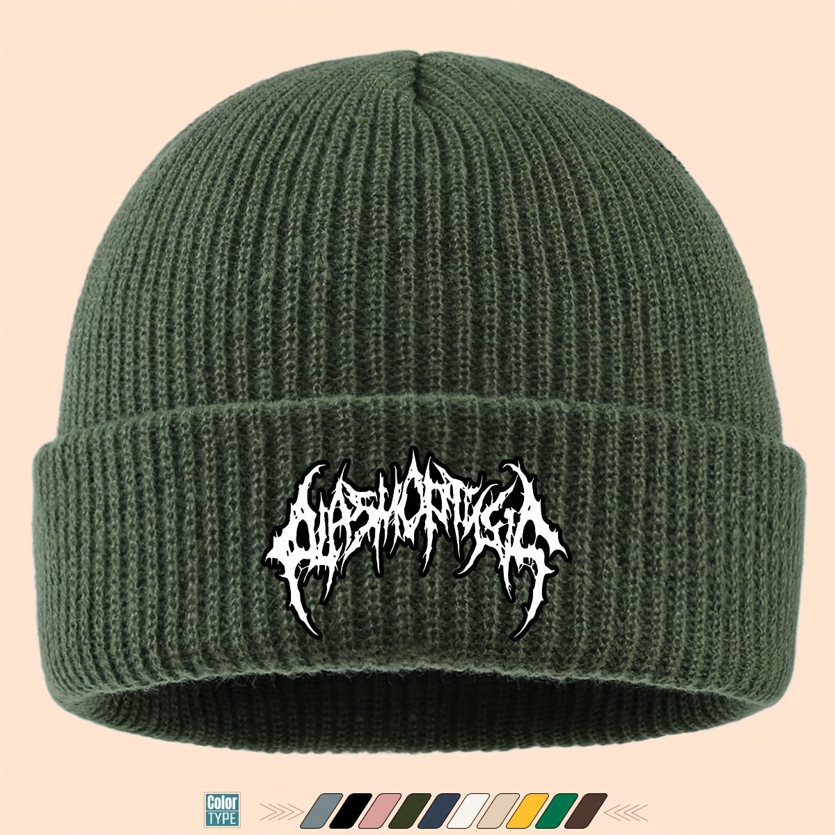 Gothic Beanie Hat - White Bone Spikes