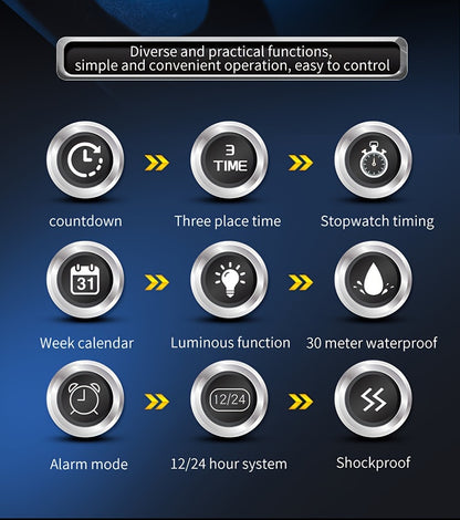 OFNS Men's Digital Watch - Multifunctional Electronic Timing Square