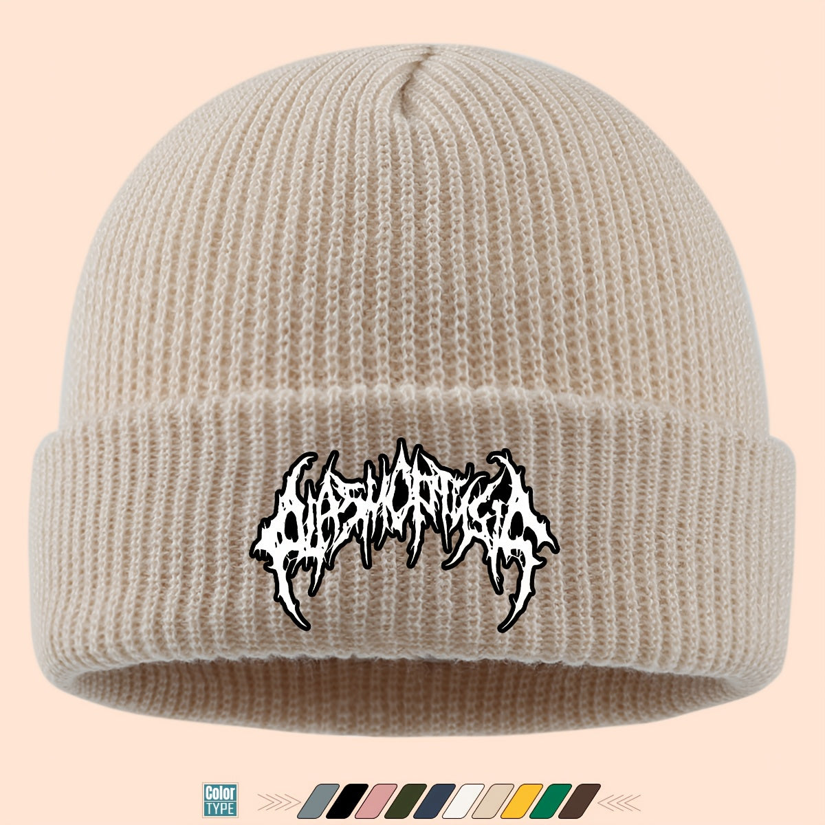 Gothic Beanie Hat - White Bone Spikes