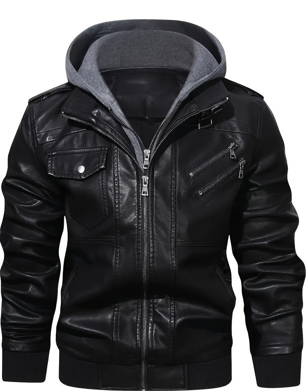 Men's Hooded Jacket - Full-Zip Zippered Pockets Lightweight