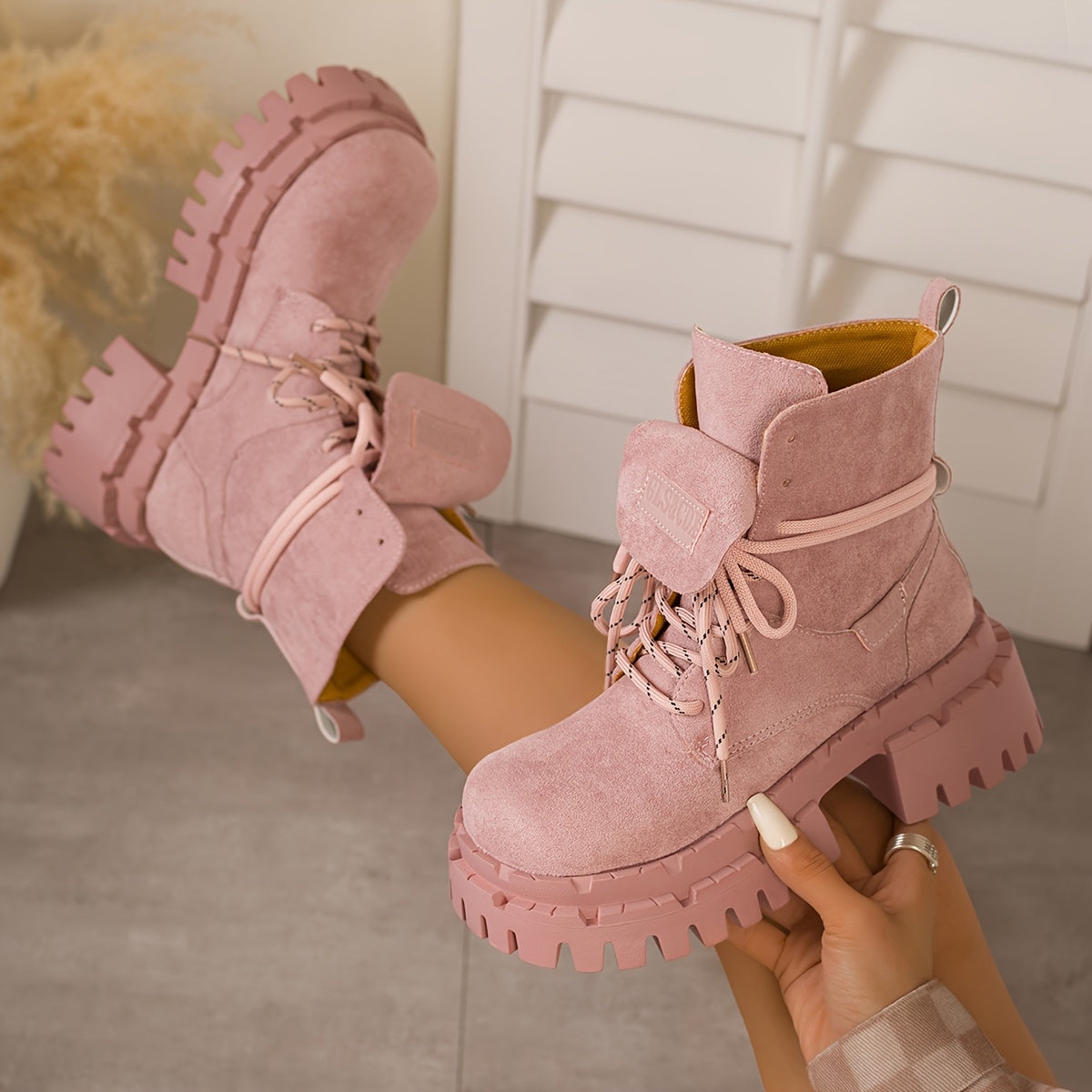 Women's Red Retro Chunky Platform Boots - Maroon Ankle