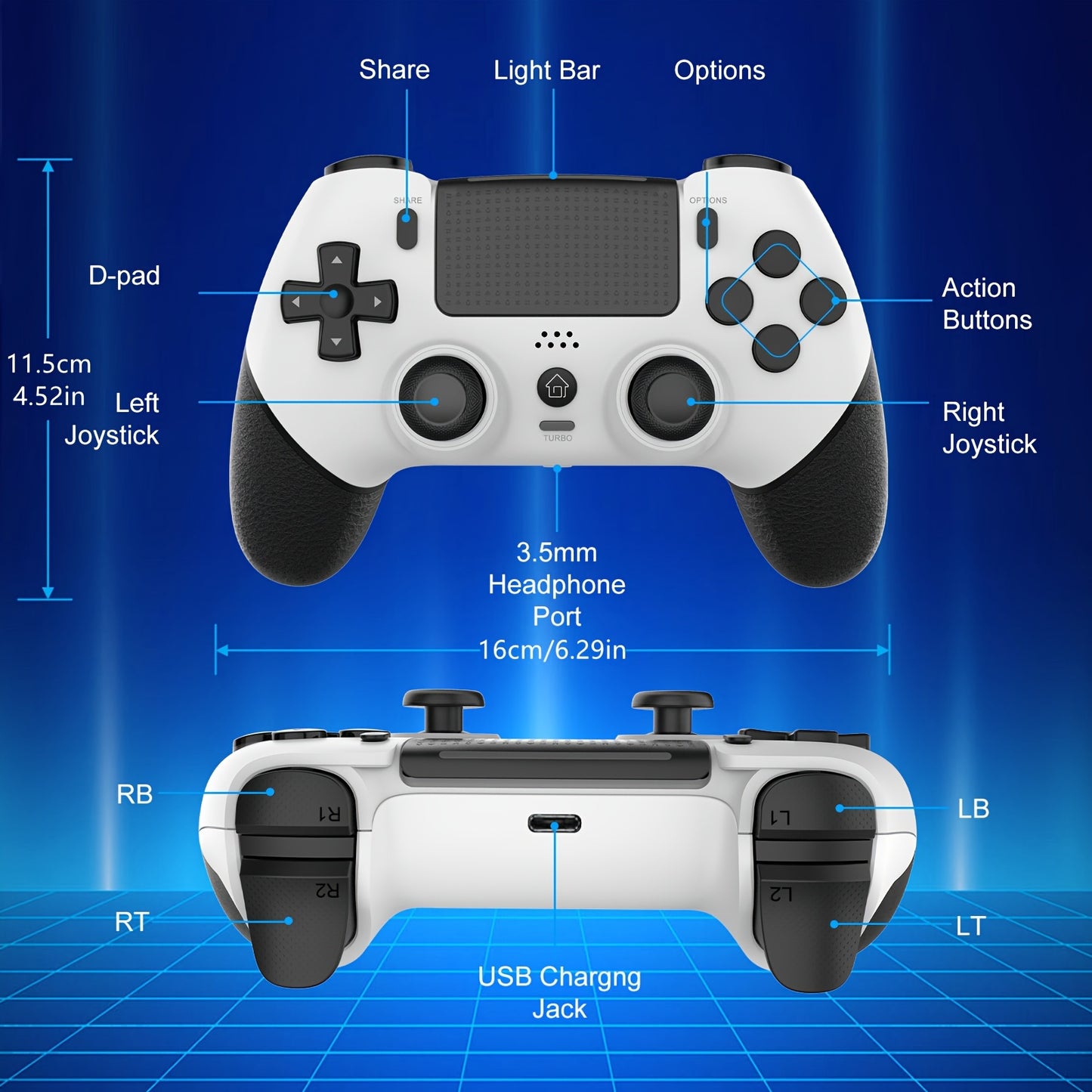 Wireless PS4 Controller - Hall Effect 6-Axis