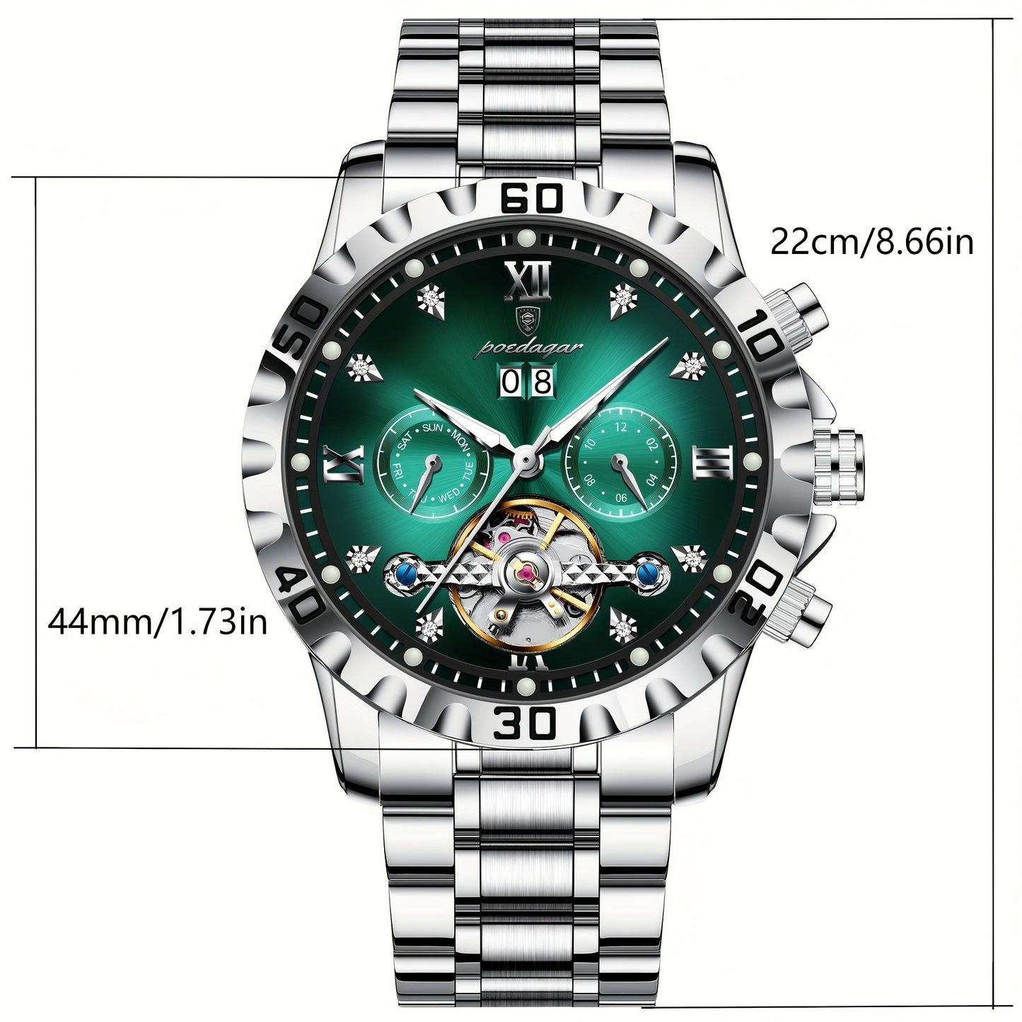 POEDAGAR Men's Luxury Business Watch - Automatic Waterproof