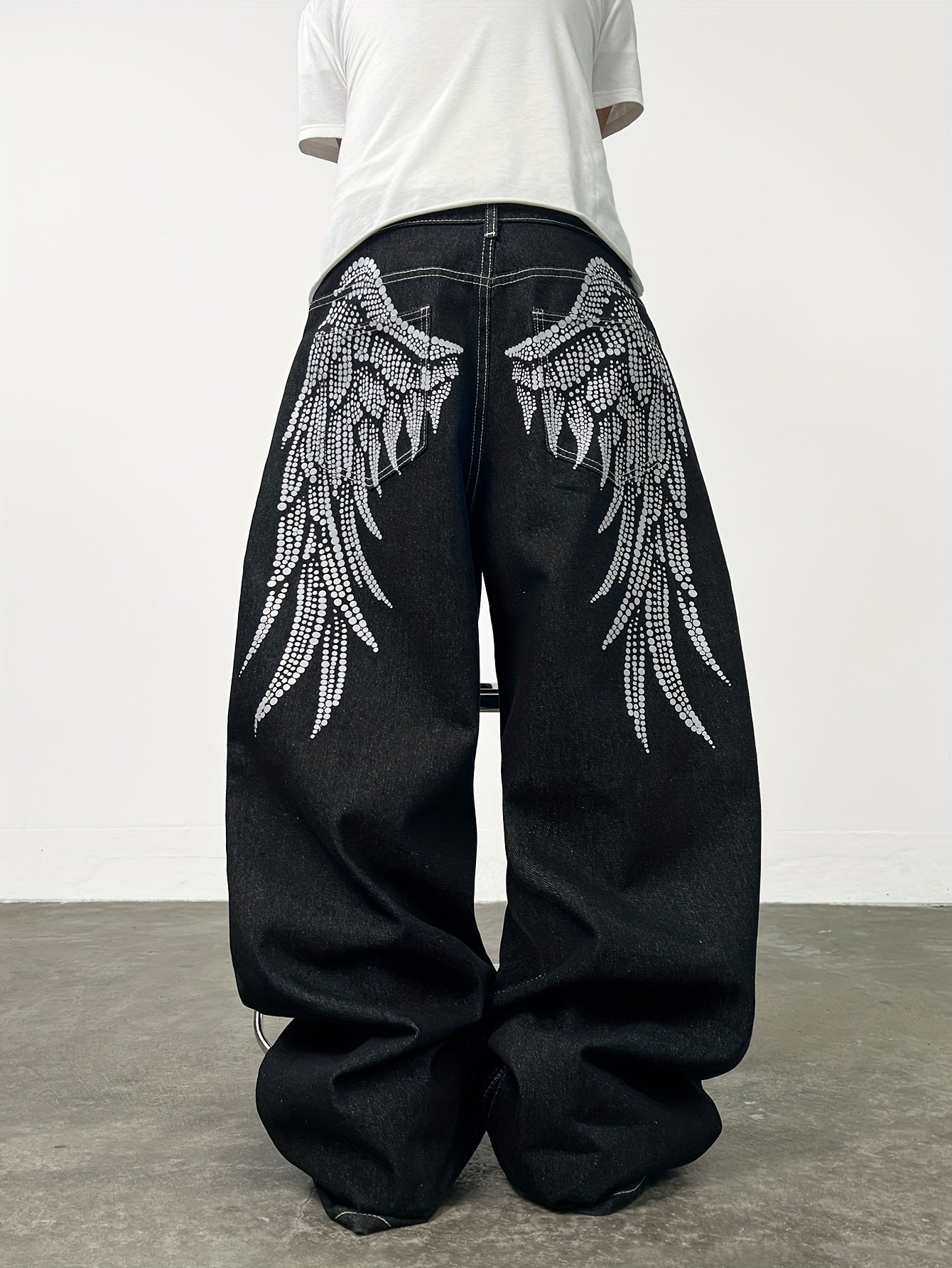 Unisex Y2K American Streetwear Printed Pants - Black Loose-Fit