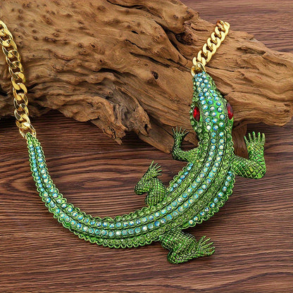 Exaggerated Large Crocodile Necklace