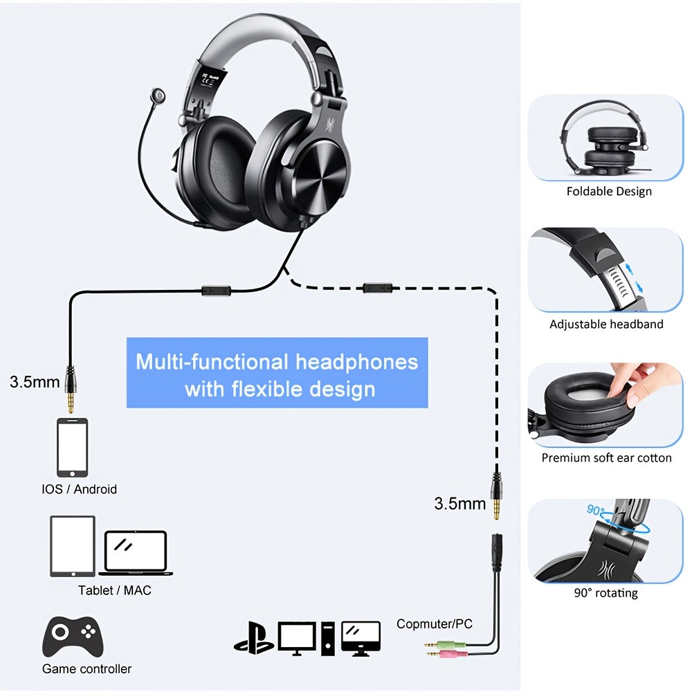 Oneodio A71D Wired Gaming Headset - Detachable Mic & Surround Sound