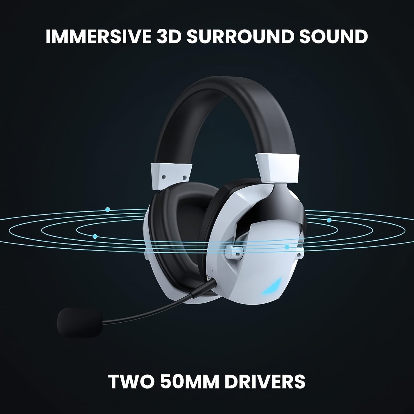 Wireless Gaming Headset - 3 Modes with 48Hr Battery & Surround Sound