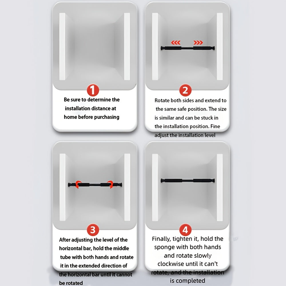 Adjustable Door Pull-Up Bar 61.98-100.08cm - No-Drill Carbon Steel