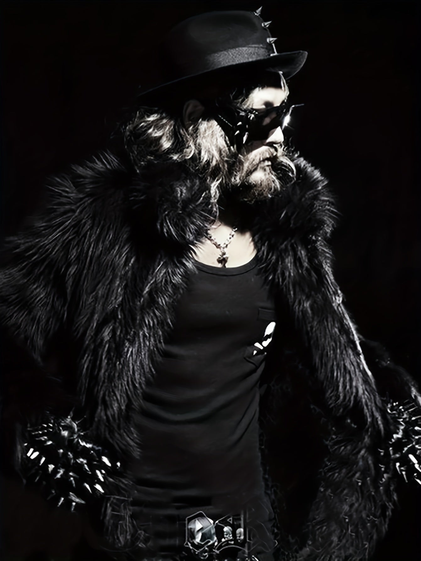 NØRVA Men's Long Faux Fur Trench Coat