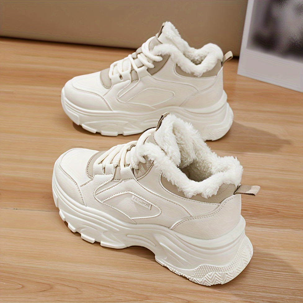 Women's Winter Warm Plush-Lined Mid-Top Sneakers