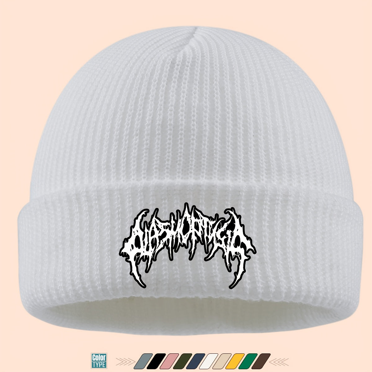 Gothic Beanie Hat - White Bone Spikes