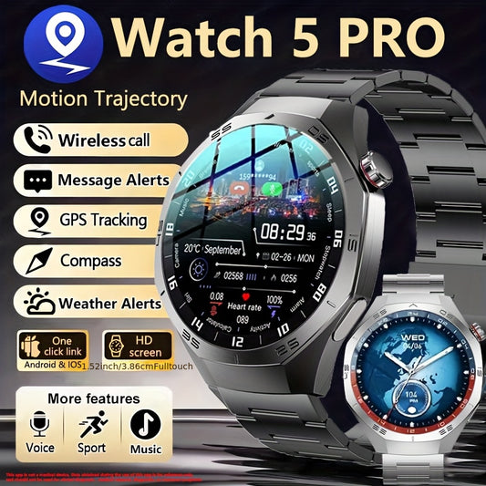 GPS GT5 Pro Men's Smartwatch - 3.86cm HD Display 100+ Sports