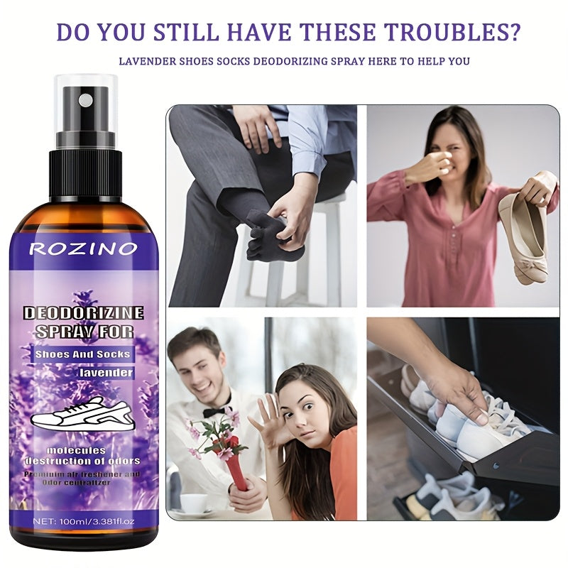ROZINO Lavender Foot Deodorizer & Shoe Odor Remover Spray